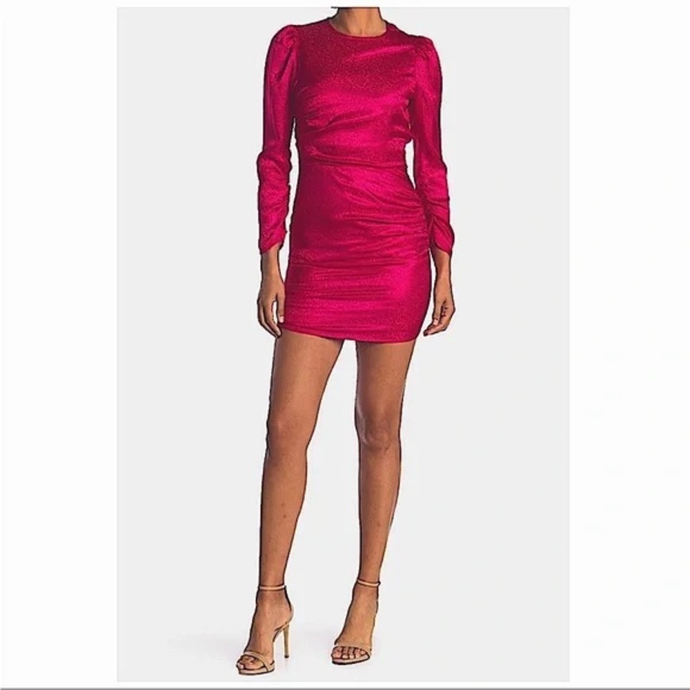 NWT ANTHROPOLOGIE | NSR ANIMAL PRINT SATIN
RUCHED PUFF SLEEVE MINI DRESS